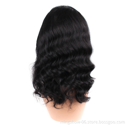 Fast delivery cheap raw hair black 3b curly human frontal wig with bangs